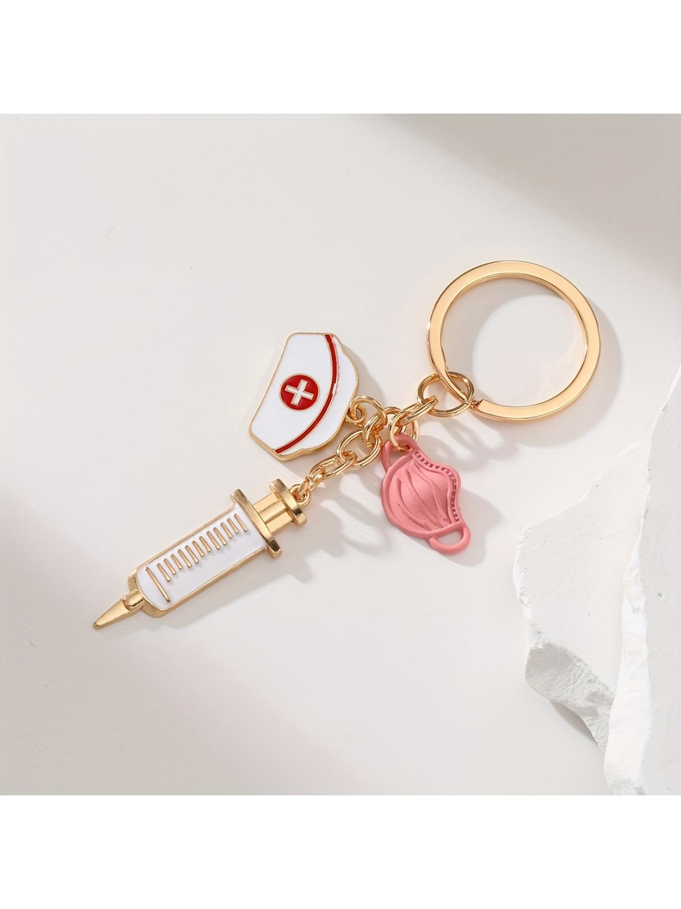 1pc Alloy Oil Drop Nurse Cap Keychain, Doctor Medical Staff Keyring, a Gift for Doctors