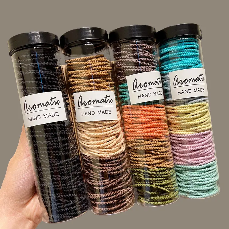 High-Elasticity Hair Ties for Thick Hair – Gentle Cotton Ponytail Holders; Colorful, Seamless Design (Storage Tube Included); Suitable for Daily Use and Yoga