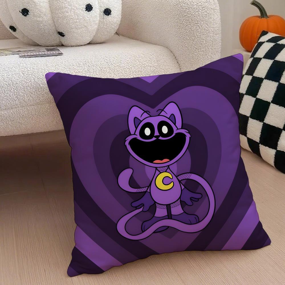 Hot Classic Horror Eerie American Video Game P-Poppy Playtime Pillow Case Anti-dustmite Pillowcase  Sofa Cushion Cover with Invisible Zipper Silky Short Plush Polyester Microfiber Fabric White Available in Standard Queen King Sizes for Home Bed Use