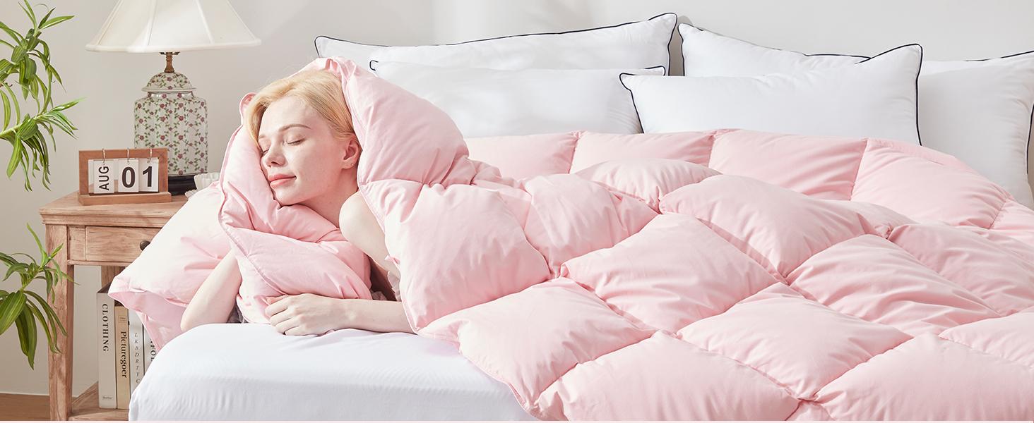 【Deals for you days】Cosybay Luxurious Goose Down Comforter with Extra Filling for Winter, Made with T300 Super Soft Fabric, Featuring Fluffy Goose Down And Feather Filling, Part of a Luxury Hotel Series Duvet Bed Linen Puffed Quilt