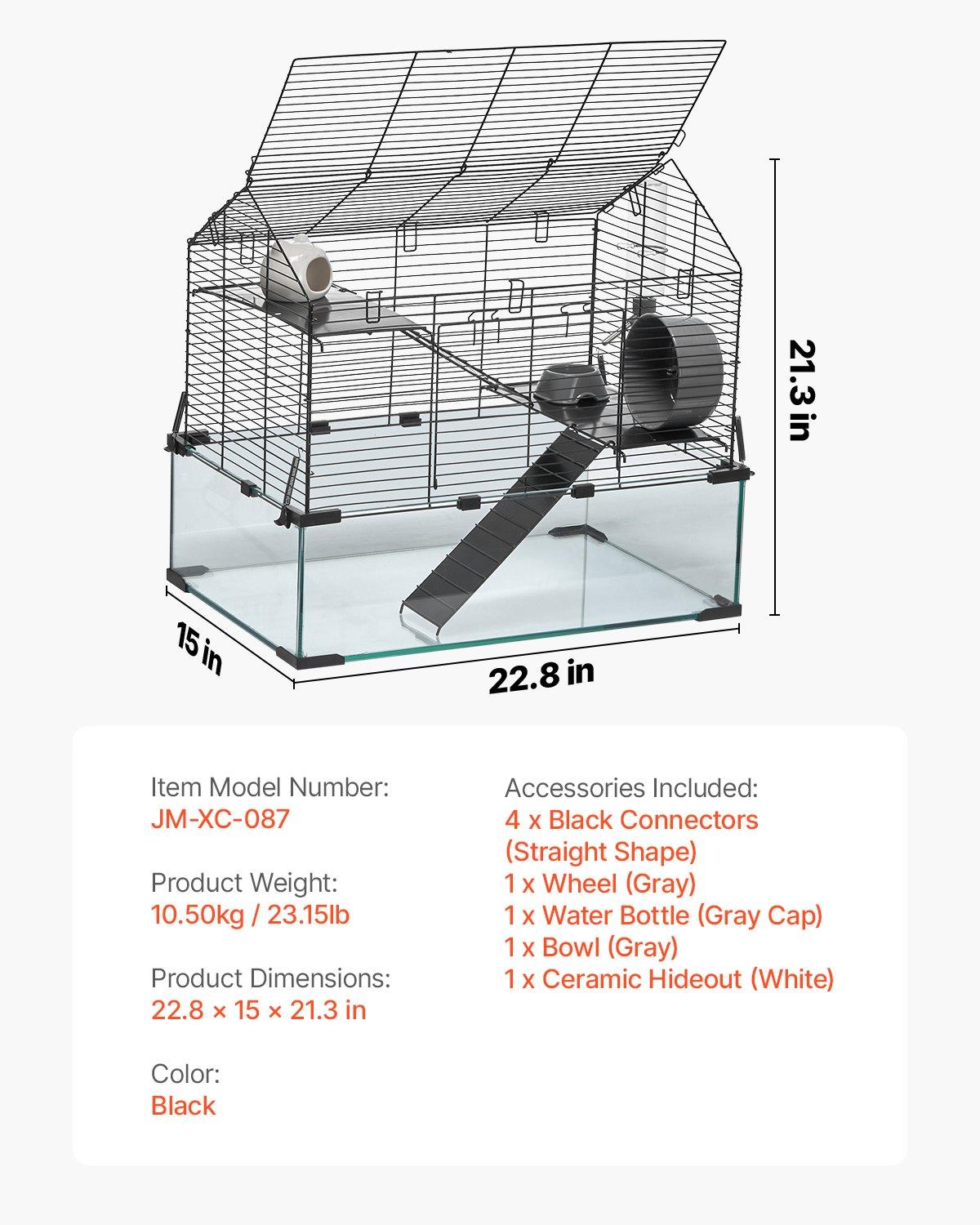 fathersdaygift  VEVOR Hamster Cage, 360 Viewing Transparent Hamster Habitats, Small Animal Cage, 22.8x 15x 21.3 in, Ventilated Pet Mouse Cages with Water Bottle, Portable Hamster House for Rats, Guinea Pigs