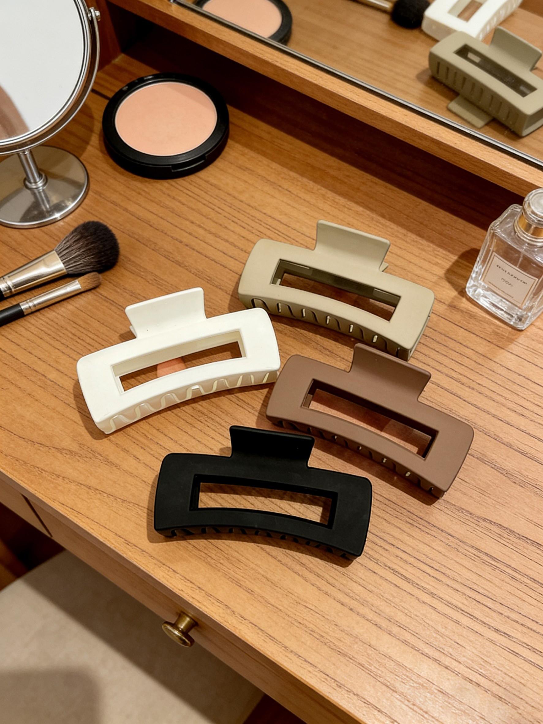 Women's Hair Clips Set (4 Pcs/set), Versatile Solid Colors, Fashionable Accessories for Daily Wear, Casual Events, Travel