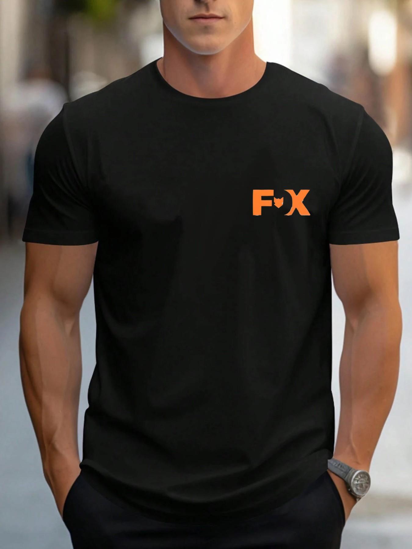 Men's Short Sleeve T-Shirt 3-Pack, Fx Fox Design, Casual Loose Fit, Geometric Pattern, All Seasons, Trendy and Comfortable