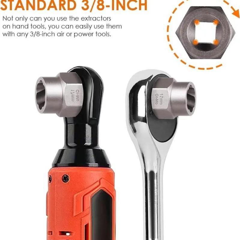 14 Counts Bolt Extractor Tool Set, Impact & Nut Remover, Stripped Lug Remover, Drive Rounded Bolt Remover, Damaged Frozen Universal Impact Bolt