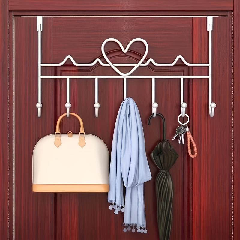 Space-Saving Metal Door Hanging Storage Rack, Easy Installation, Ideal for Towels, Clothes and Hats, No Drilling Required, Iron Art Design