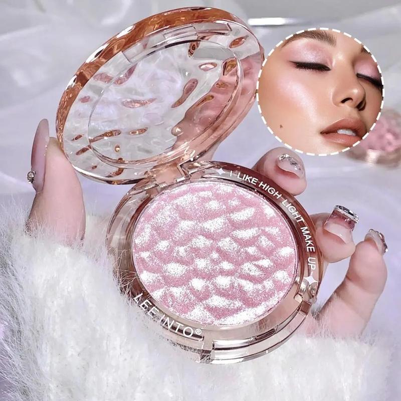 Portable Glitter Highlighter Powder, Glowy Highlighter, Shimmering Highlighter Palette, Long Lasting Lightweight Pearly Makeup Powder, Facial Brightening Cosmetics, Valentine's Day Gift, Cosmetics Glam Powder, High Shine Makeup, Glitter Sparkle Makeup