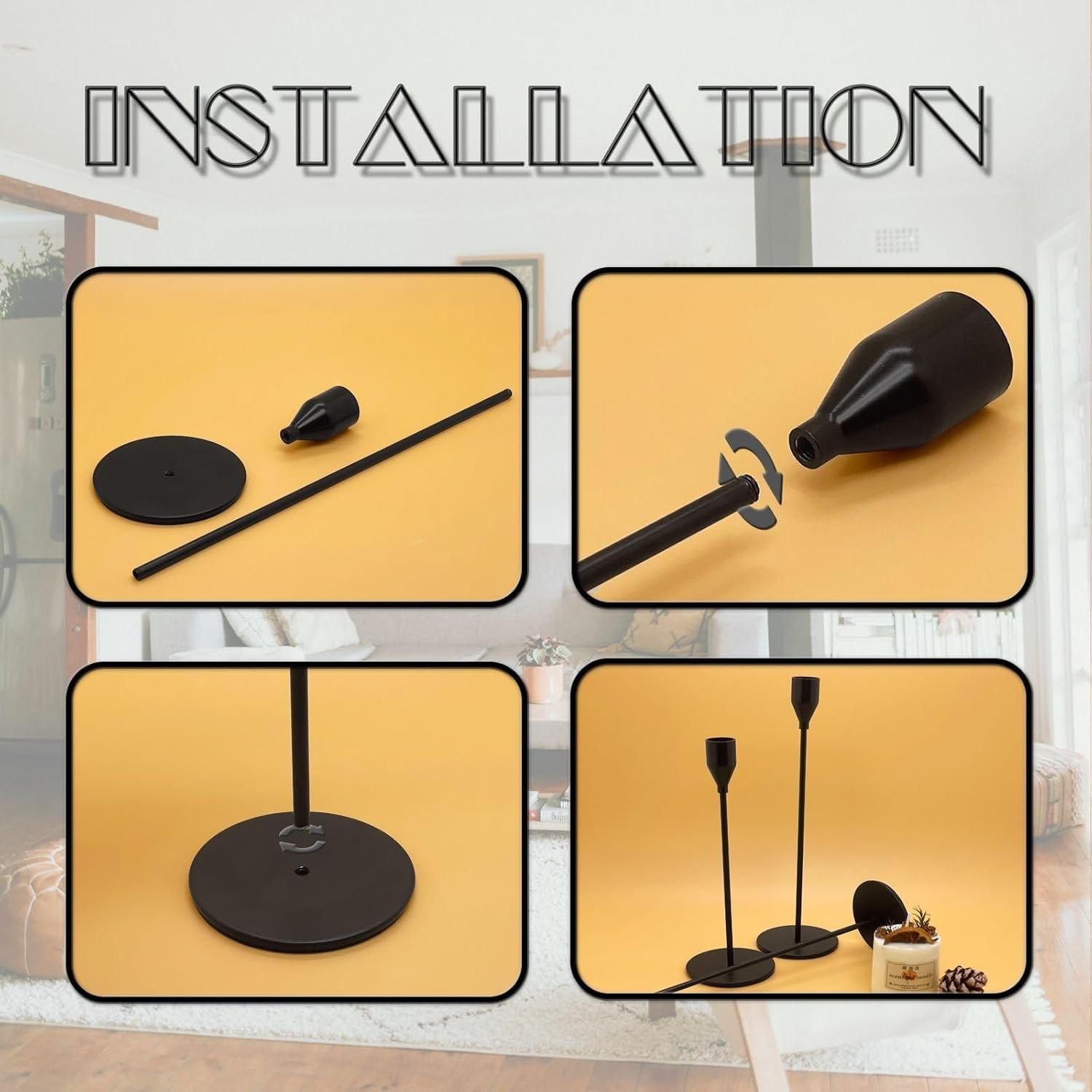 6pcs/3pcs Christmas Candle Holders, High Conical Metal Candle Stands, Modern Table Centerpiece, Party Church Fireplace Decor