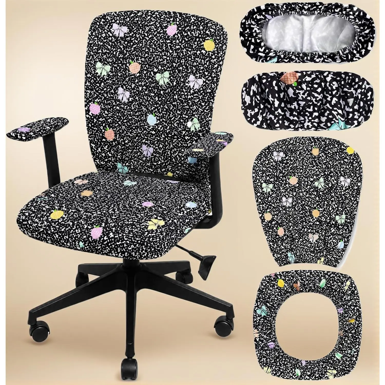 4PCS Universal Stretch Chair Cover Set |   Teacher Office Computer Chair Slipcover With Backrest & Armrest |   Decor Chair Cover For Classroom Dorm Game Home