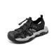 Men's Black and White Drawstring Closed-Toe Outdoor Sandals Thick-Soled Non-Slip Hollow-Out Water Shoes Breathable Durable Beach Hiking Shoes