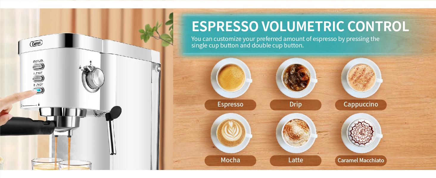【Springtok】Gevi 20 Bar Espresso Coffee Machine , Automatic Coffee Maker with Milk Frother Steam Wand