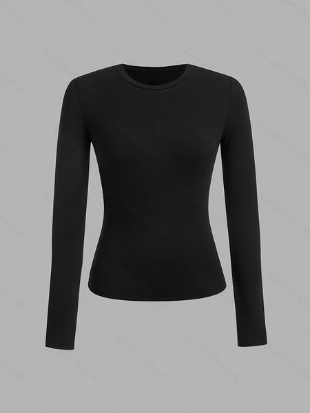 Women's Casual Slim-Fit Long Sleeve Round Neck Tops, 3-Pack Plain Solid Color Shirts for Fall & Winter, Versatile Daily Wear