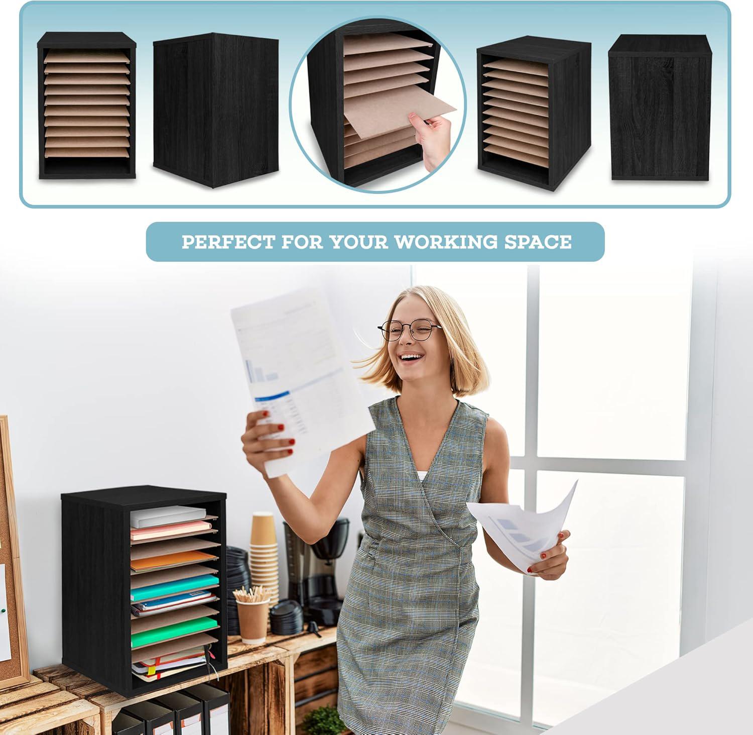 Vertical Desktop Organizer Rack with 11 Slots, Mail Sorting Stand, PVC Paper Classification Shelf, Adjustable Layers, Home Office Storage
