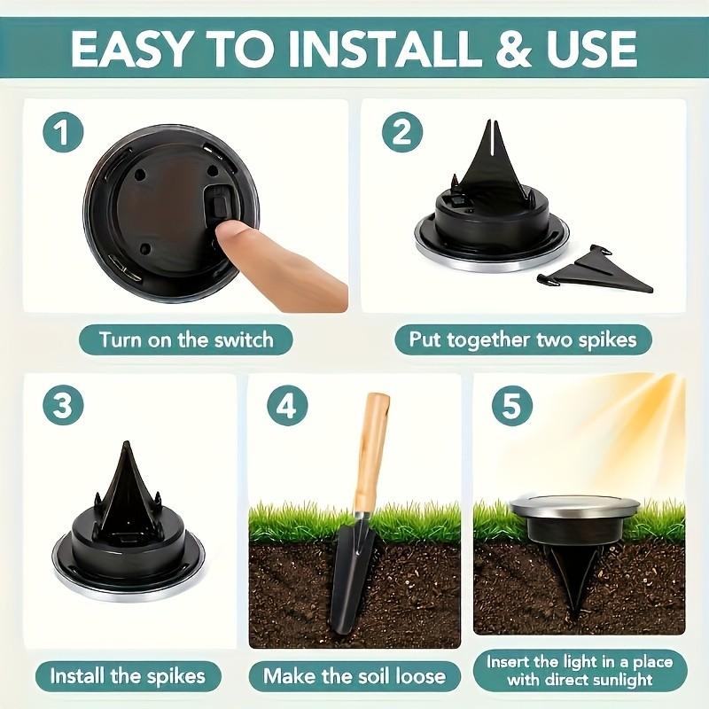 Solar ground lights, Lawn Lights, and Patio Lights — Automatic On/Off, Waterproof Design; Solar Outdoor Light Suitable for Landscape Lighting, Pathways, Courtyards, Patios, Lawns, Pools, and Sidewalks (12-Pack) Solar Outside Lights