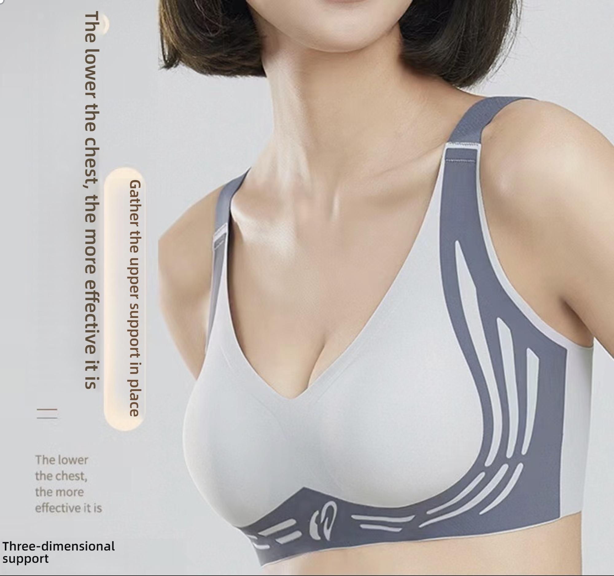 Women's Soft Support Bra, Small Chest Gathered Anti-Drop Running Shockproof Sports Fixed Cup Underwear, Comfortable Everyday Wear