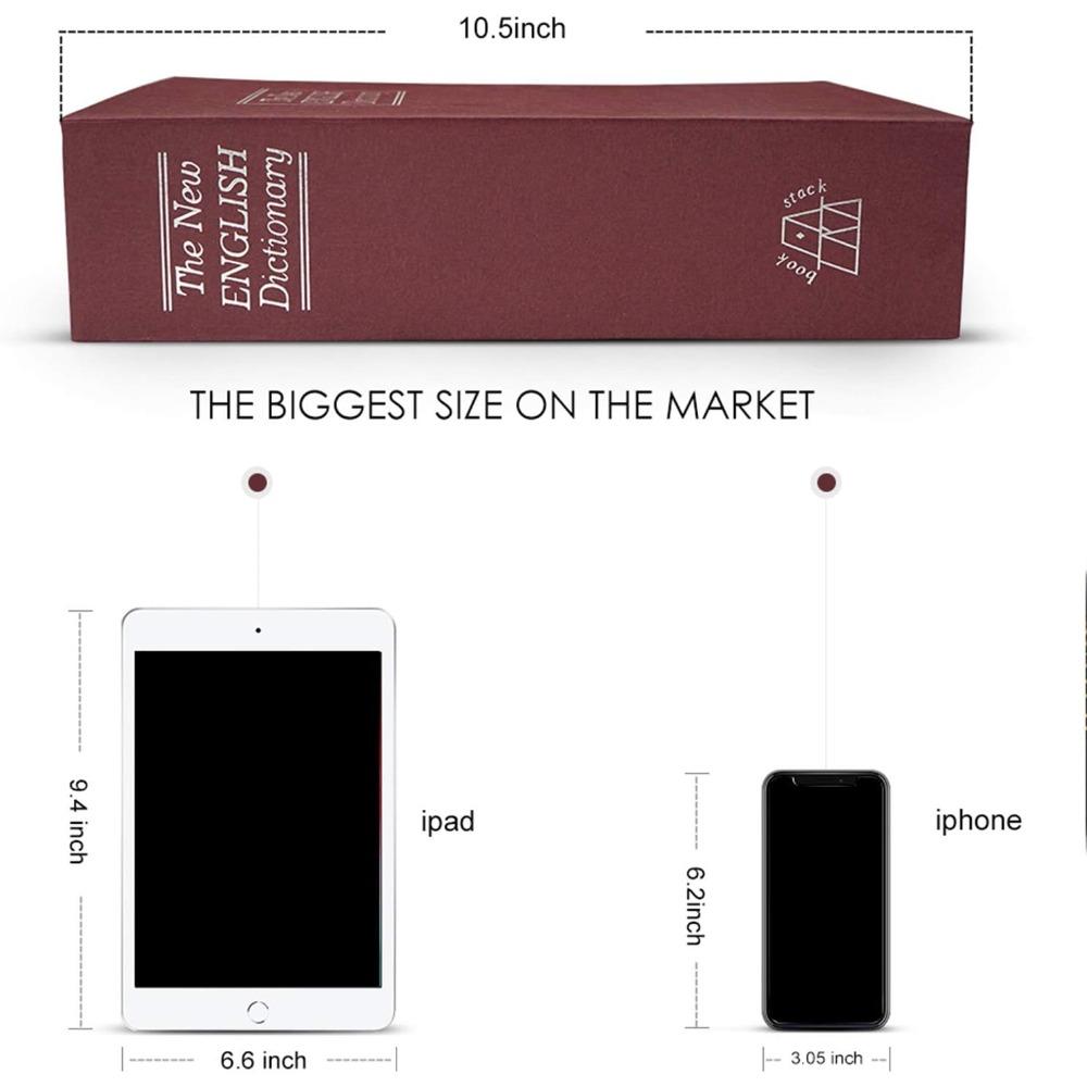 Book Shaped Jewelry Box with Combination Lock, Hidden Metal Storage Container for Rings Necklaces Earrings, Discreet Passport Cash Organizer, Large/Small Fake Book Keeper for Shelf