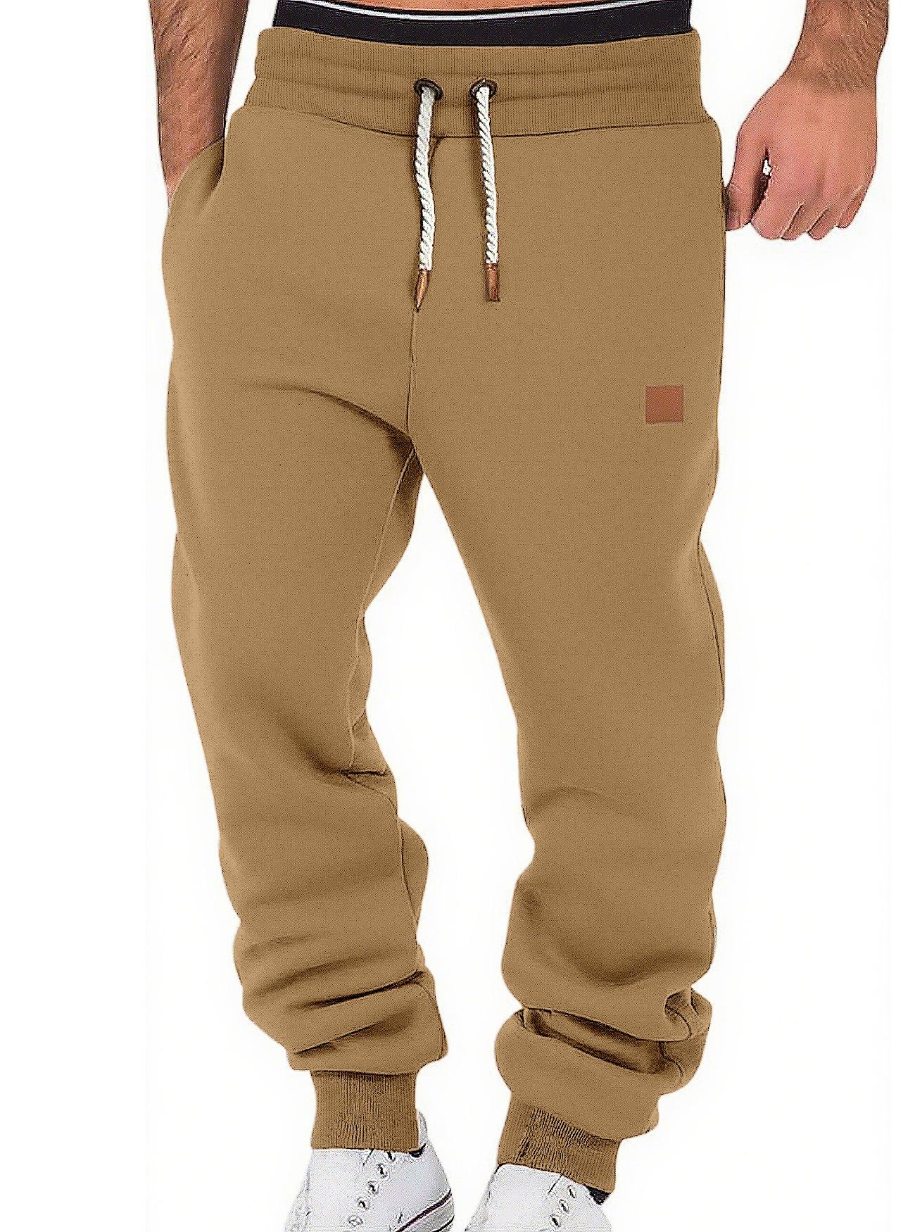 Men'S Solid Color Relaxed Stacked Sweatpants Cuffed Jogger Street Sports Casual Long Trousers