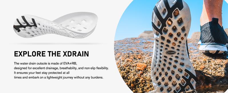 ALEADER Men's Xdrain Aqua Shoes Lightweight Breathable Water Sports Footwear for Beach Seaside Pool Quick Dry Mesh Upper 3D Dual Cushion for All-Day Comfort