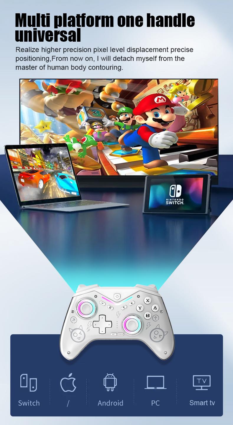 CM619 Game controller supports IOS/Android/PC/Switch dual motor wireless controller with dazzling light Console Smartphone Console Smartphone Black gamers gift