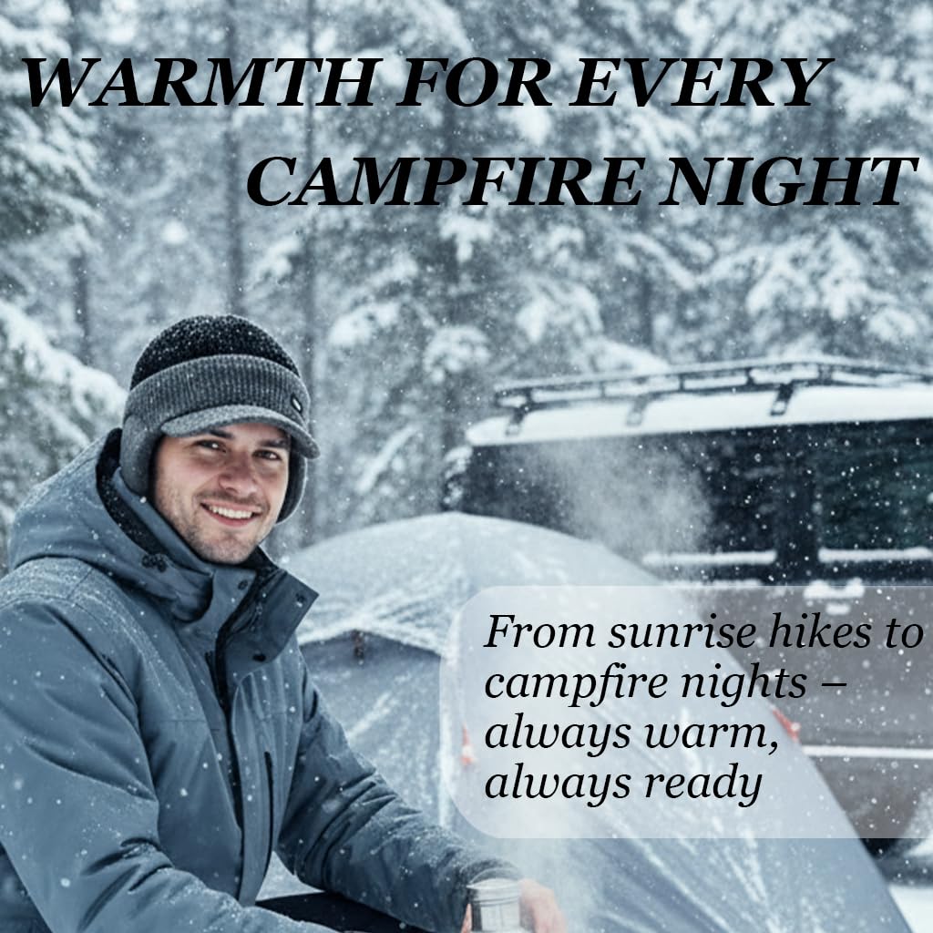 Men's Winter Ear Warmer Hat, Fleece Lined Thick Warm Knit Cap, Knitted Hat, Windproof Cycling Beanie, Cold Weather Headwear, Sports Hat, Outdoor Protection