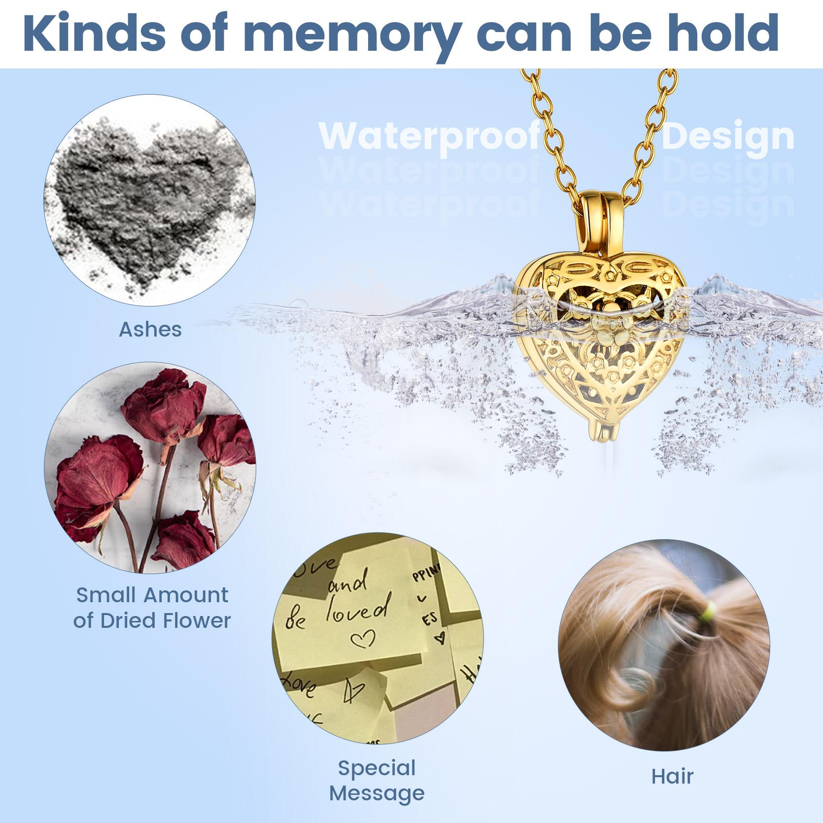 FindChic Heart Shape Ashes Pendant Necklace Heart Urn Pendant Necklace For Ash Memorial Jewelery