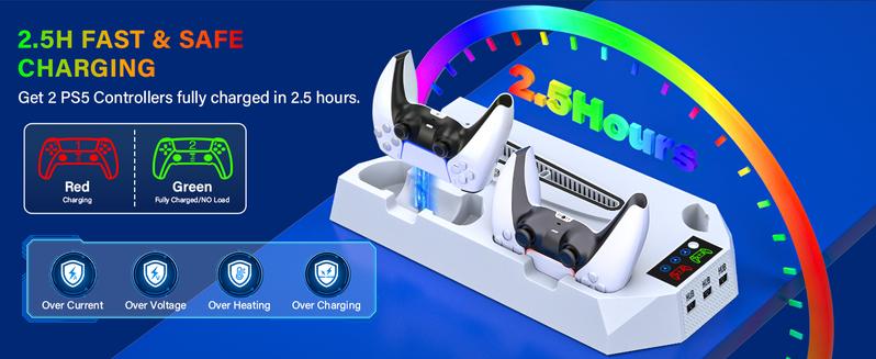 Charging Base Cooling stand for PS5 Slim/Standard, with 3 Level Turbo Cooling Fan ps5 Accessories White Charging Base Cooling stand for PS5 Slim/Standard, with 3 Level Turbo Cooling Fan ps5 Accessories White