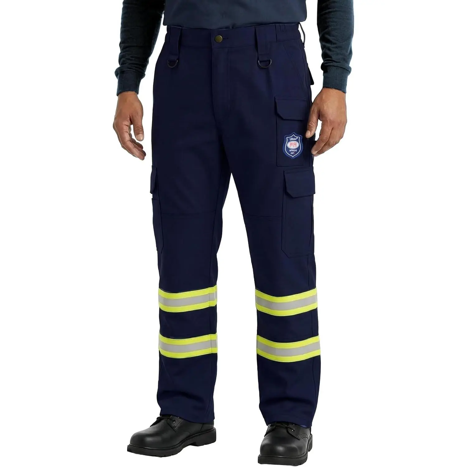 Ubon FR Pants for Men Reflective High Visibility Cargo Work Pants| Hi Vis Flame Resistant Cotton Ripstop Trousers with Reflective Tape, Multi-Pockets for Welding and Utility Jobs