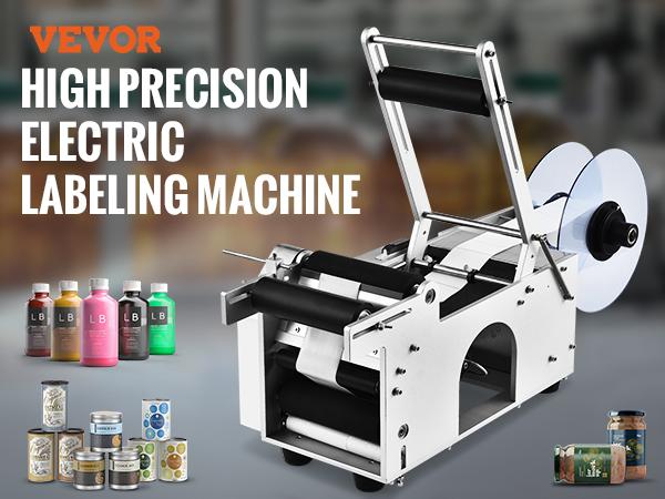 【Summerfinds】VEVOR Semi-Automatic Round Labeling Machine, 20-50pcs/min, Electric Bottle Label Applicator for Round Bottles, Round Bottle Labeler Suitable for Bottle Diameter 0.78-4.72 inches (with Pressing Bar)