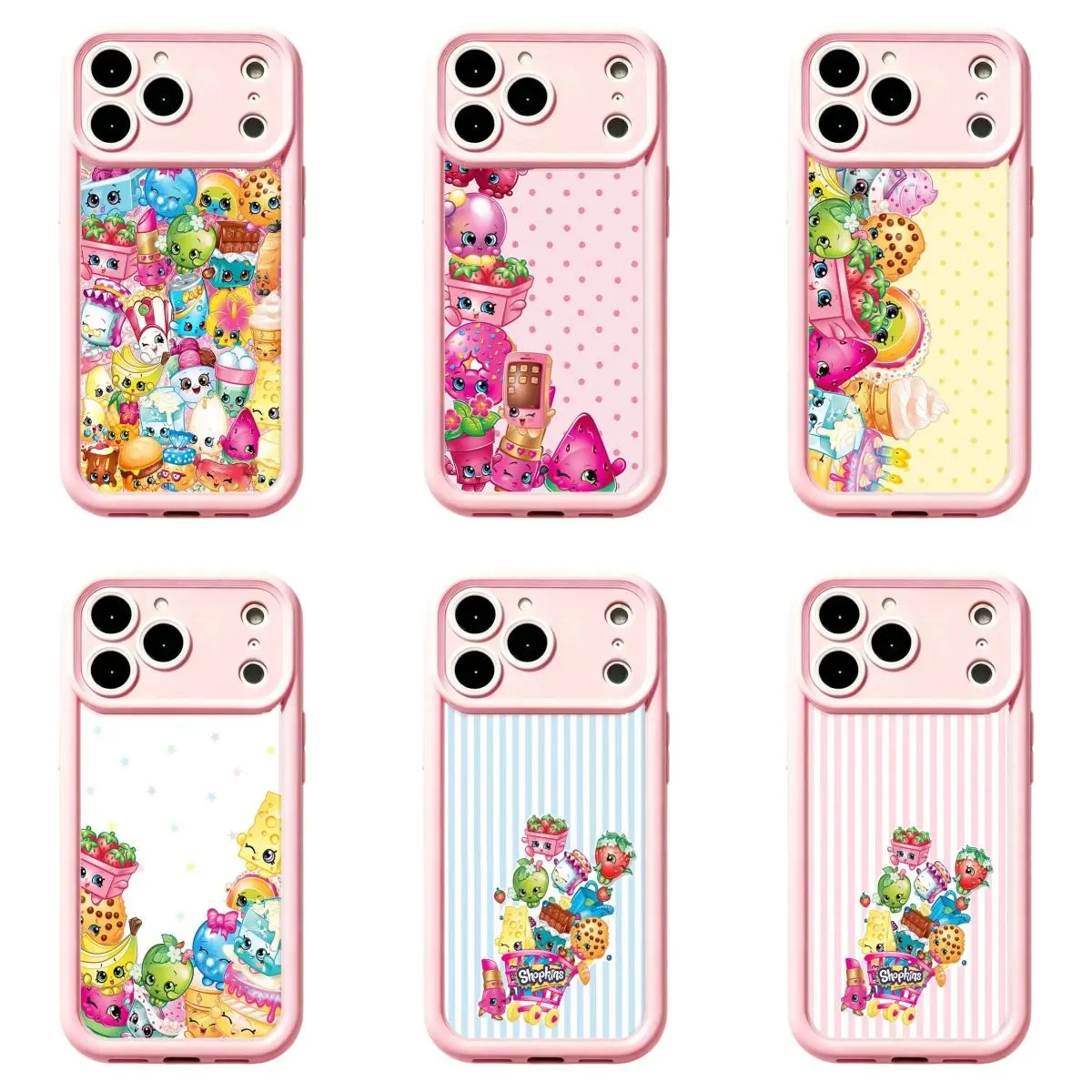 Y2K Coquette Cute Snack Character Phone Case, Shopkins cartoon print Cover, Compatible for iPhone 17Promax 16 15 14 13 12 11 and for Samsung S26-S21, Pastel Girly Aesthetic Protective Case, Sweet Cellphone Shockproof Shell, Perfect Holiday Gift For Her