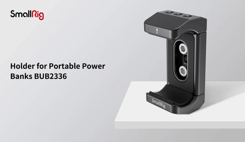 SMALLRIG Aluminum Power Bank Holder, Powerbank Mount Clamp Compatible with Width Range: 53 mm–84 mm (2.1–3.3 inches) and Thickness Range: 0 mm–18 mm (0–0.7 inch) Power Banks - BUB2336