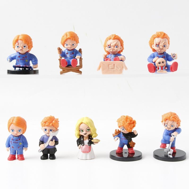 Halloween 9-Piece Figure Set, Skeleton Man, Vampire Jack Sally, Perfect Desktop Decor, Halloween Collectible Figures, Spooky Home Decoration