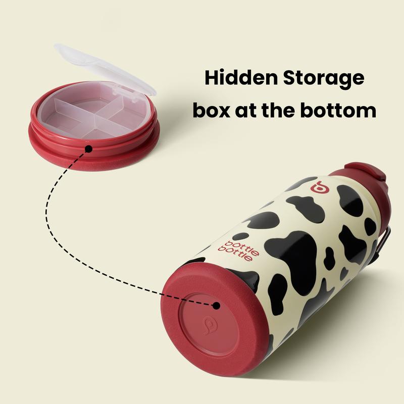 BOTTLE BOTTLE 32oz Insulated Water Bottle Stainless Steel Sport Water Bottle with Straw Dual-use Lid Design for Gym with Pill Box  Flasks  men gifts