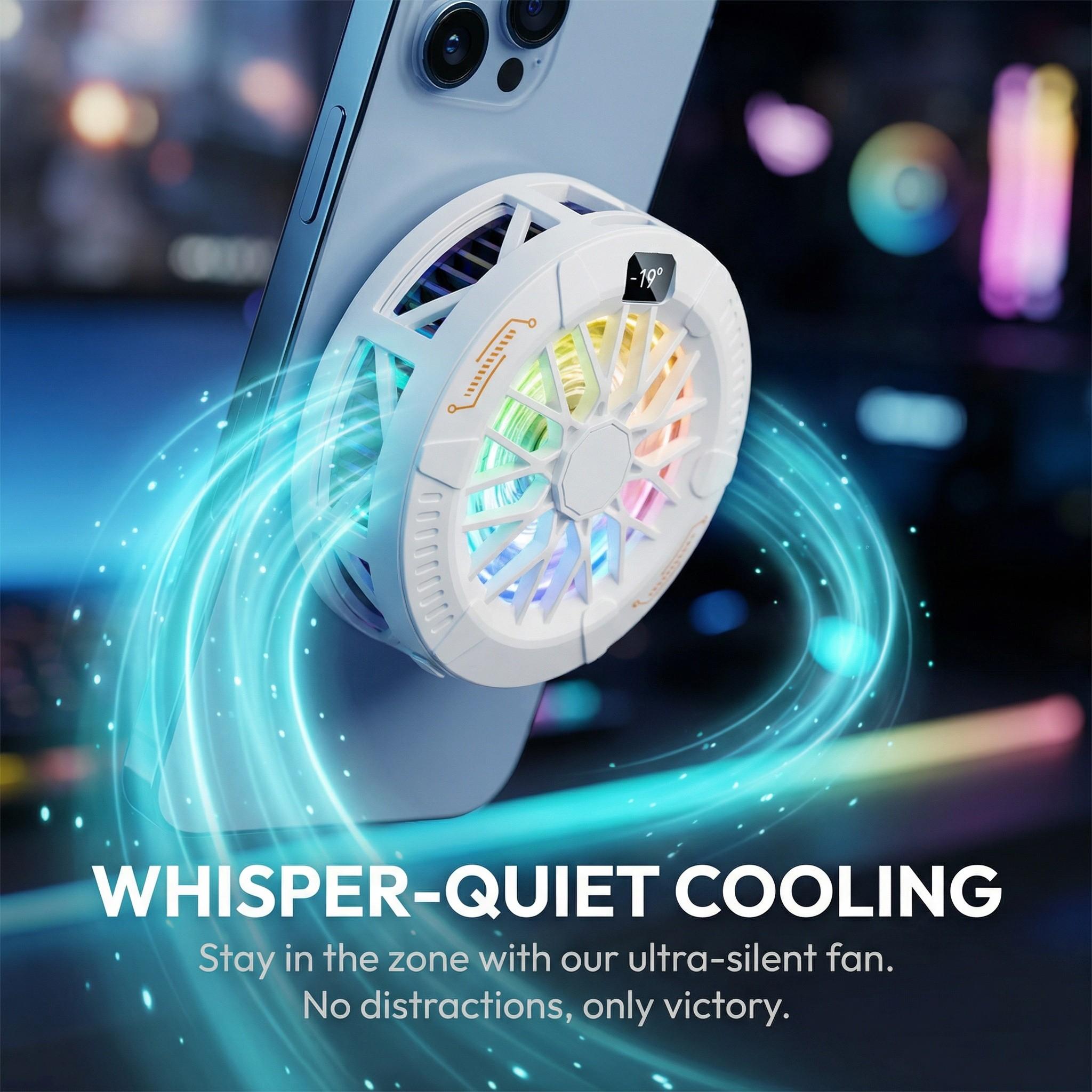 New Temperature Display Magnetic Semiconductor Phone Cooler, 2-In-1 Magnet + Back Clip Fast Cooling, Fits iPhone Samsung Huawei Oppo Vivo Android