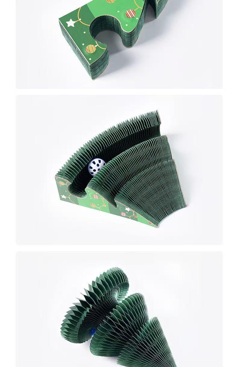 Christmas Standing Wall-mounted Wear-resistant Non-abrasive Foldable Cat Toy for Self-entertainment and Relaxation Christmas Tree Accordian Cat Scratch Board