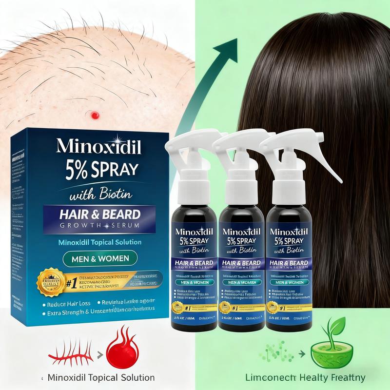 1 /2/3Bottles｜Osimoon 5% Minoxidil with Biotin Hair & Beard Growth Spray｜Extra Strength Hair Loss Treatment·Improve Thinning & Fragile Hair｜For Men & Women·Scalp - Safe·Hair Growth Essential
