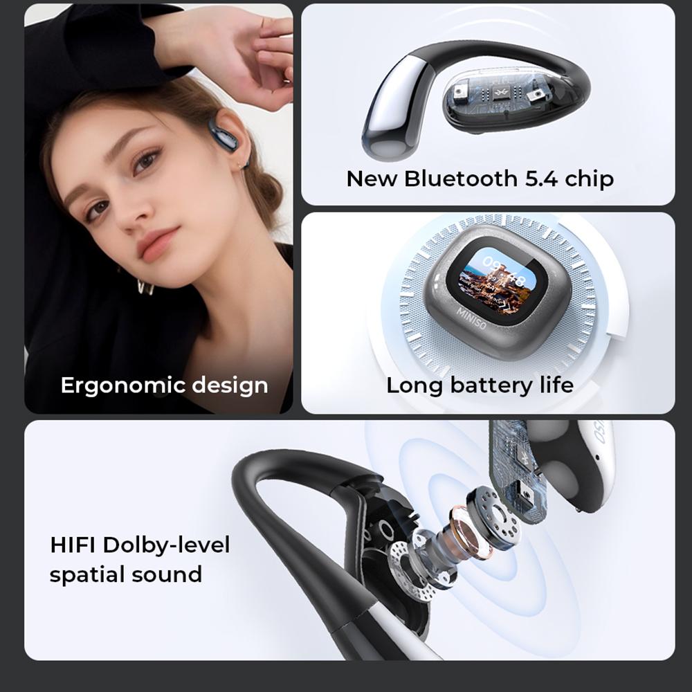 MINISO MS182 OWS Wireless Bluetooth Earbuds HIFI Sound Quality Support Playing Music Phone Calls Headphones Full Color Display Touch Screen Built-in Microphone