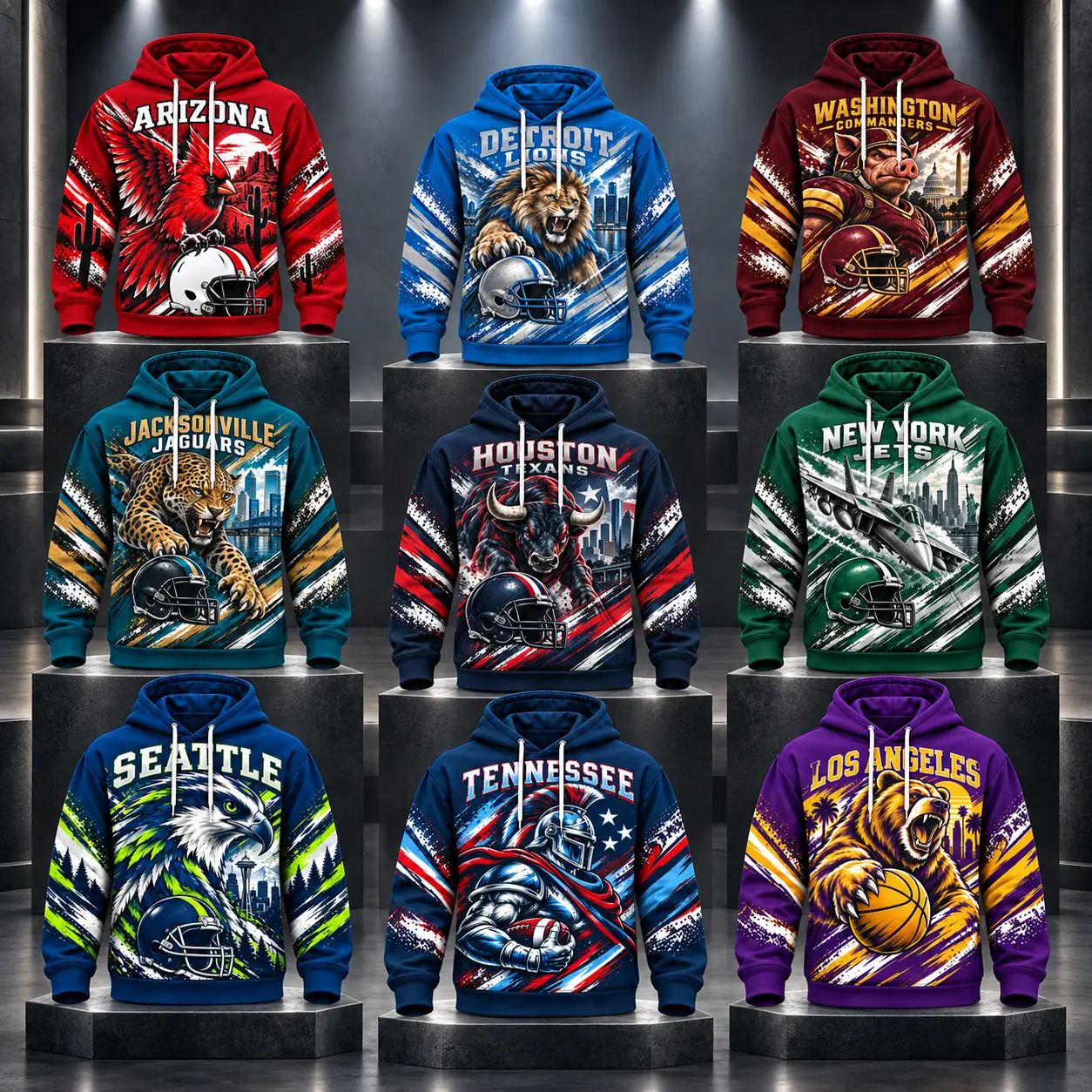 Unisex Retro Football Helmet Graphic Hoodie All Team Print Color Block Long Sleeve Pullover Hoodie Sweatshirt Game Day Fan Apparel for Sports Casual Wear