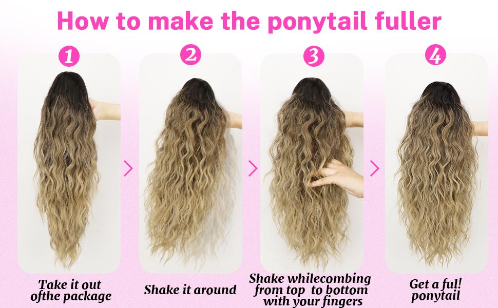 ORSUNCER Ponytail Extension 18" Curly Pony Tail Clip in Claw Short Ponytail Fluffy Natural Looking Synthetic Hairpiece for Women Easy To Go