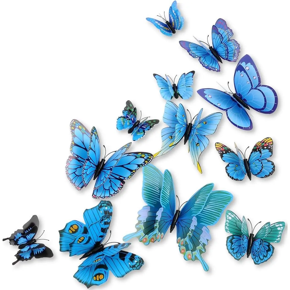 of 12 count   Butterfly Wall Stickers Decor Art Decorations¡­ (Blue)
