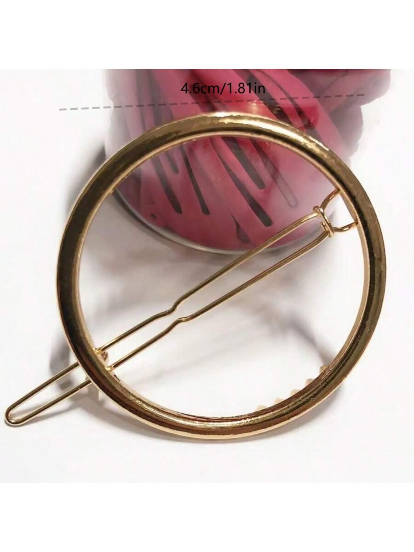 Retro Simple Round Side Clips Set, Geometric Design Hairpins for Stylish Updos & Everyday Wear, Durable Metal Material
