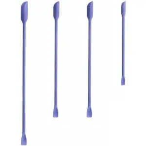 4pcs Mini Silicone Spatula, Small Spoons Jar Scraper Mixing Beauty Makeup Narrow Cans, Heat Resistant Long Handle Cooking Cosmetic Lotion Cream Stirrer Get Last Drop from Bottles, Purple