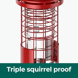 Squirrel Proof Bird Feeder for Outdoor Hanging, Metal Mesh Bird Seed Feeders with Weight-Activated Perches, 3LBs Large Capacity Wild Birdfeeder for Outside, Suitable for Small Medium Birds, Red