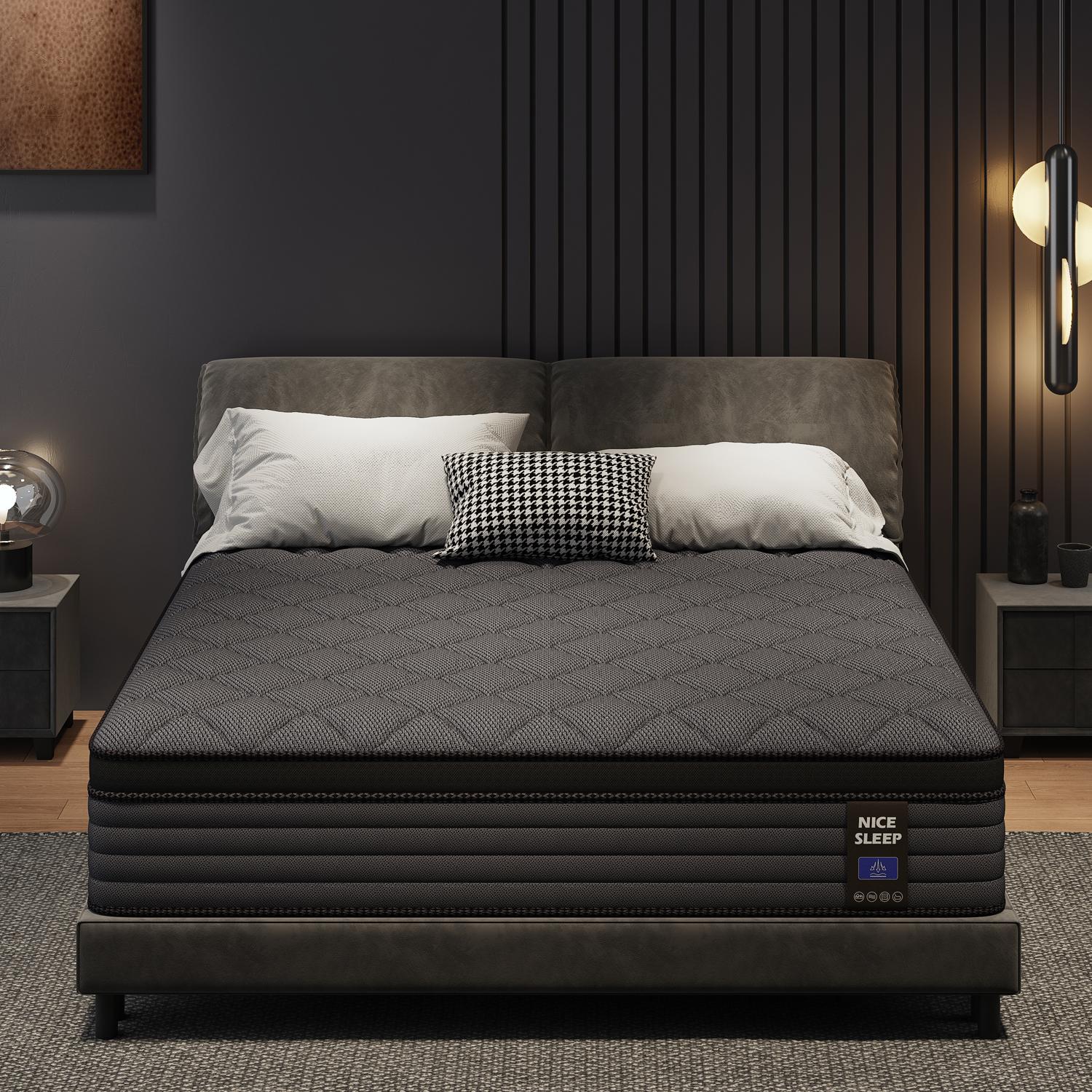 10/12/14 Inch Twin, Full, Queen, King Boxed Memory Foam and Spring Cooling hybrid Mattress Medium Firm, Lumbar Support Ergonomic, Breathable, Pressure Relief, MotionIsolation, queen size mattresses Furniture Gift for Children and Parents