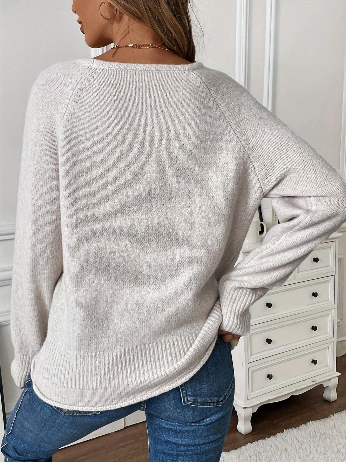 Women's Knitted Pullover Sweater, Casual Long Sleeve Drop Shoulder Design, Soft & Cozy Winter Wear, Perfect for Daily Use, Knitwear