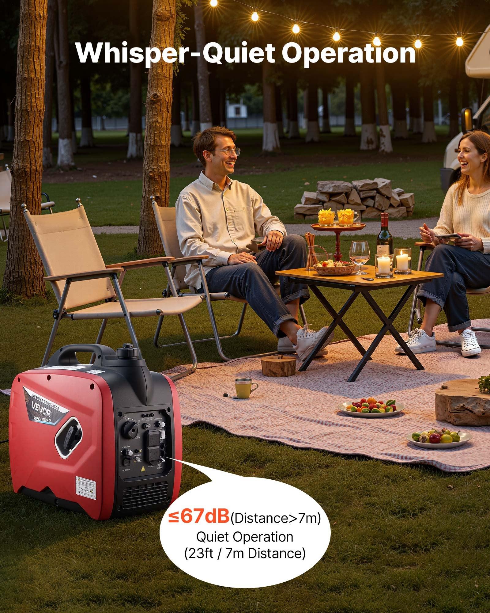 VEVOR 2900W Peak Watt Quiet Gas-Powered Inverter Generator (48.5 lbs), Compact Lightweight Construction for Camping/Emergency/Construction Use, AC Power Supply, CO Sensor, Long Run Time VEVOR 2900W Peak Watt Quiet Gas-Powered Inverter Generator (48.5 lbs), Compact Lightweight Construction for Camping/Emergency/Construction Use, AC Power Supply, CO Sensor, Long Run Time
