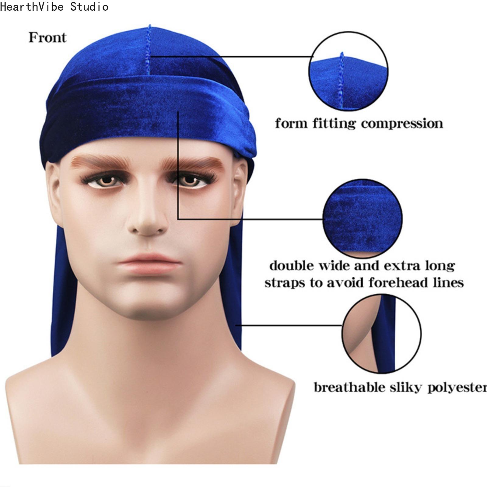 Premium Velvet Durag with Silk Satin Lining, Oversized 360 Wave Cap, 40-in Extra Long Tails, Adjustable Headwear, Hip Hop Wave Locking Unisex Streetwear Accessory for Men, Compression Headwear Premium Velvet Durag with Silk Satin Lining, Oversized 360 Wave Cap, 40-in Extra Long Tails, Adjustable Headwear, Hip Hop Wave Locking Unisex Streetwear Accessory for Men, Compression Headwear