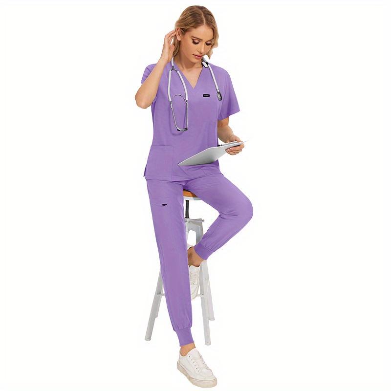 Unisex Uniforms Beauty Costume Women Nurse Doctor Set Clinic Workwear Pet Vet Tops Pants Comfortable Leisure Care Center Daily Practical Work Clothes Set