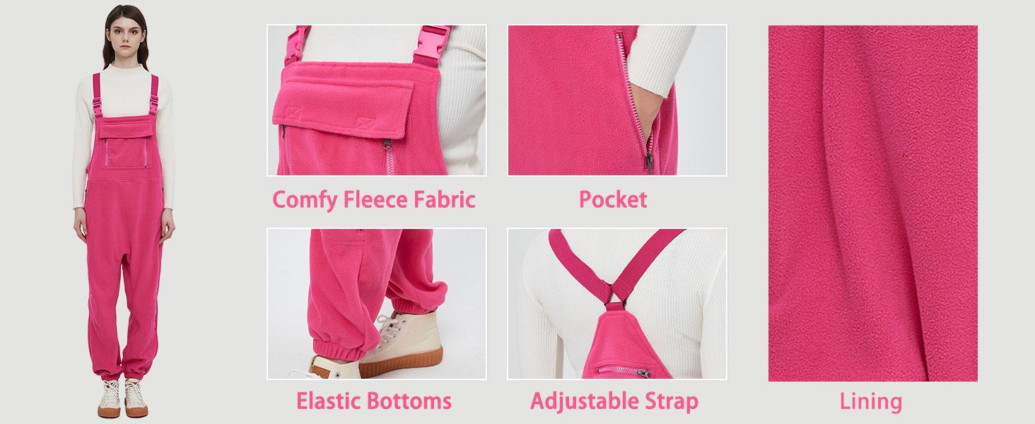 Tanming Womens Fleece Overalls 2025 Warm Winter Casual Loose Jumpsuits Sherpa Bib Overalls Fuzzy Ski Pants with Pockets