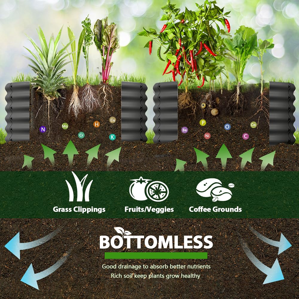 A Anleolife 2 Pack 48"x48"x18" Round Galvanized Metal Raised Garden Beds, Anti-Rust & Easy-Setup Outdoor Veggie