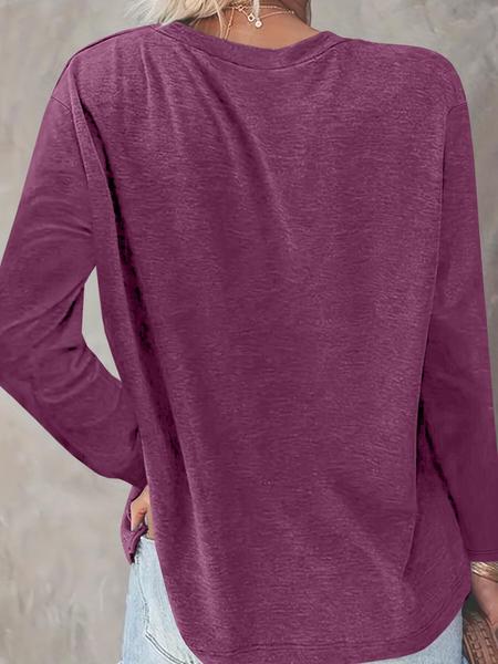 Women's Christmas Casual Letter Print Round Neck Long Sleeve T-Shirt, Comfortable Fabric, Available in 9 Colors, All Seasons Wear