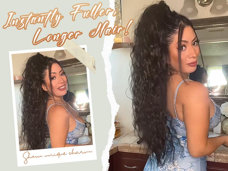 Claw Clip Ponytail Extension 30" Curly Pony Tail Clip in Claw Hair Extensions Fluffy Natural Looking Synthetic Hairpiece for Women